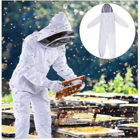 Salopette d'apiculture en coton naturel avec voile d'escrime-XL (1/5)