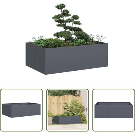 Bac à fleurs - Jardinière anthracite 120x80x40 cm acier (1/5)