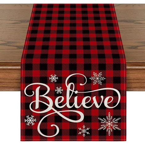 140 x 40 cm, Chemin de table rouge et noir à carreaux de buffle Noël, cuisine, décoration de table pour intérieur, décoration de fête de maison (1/4)
