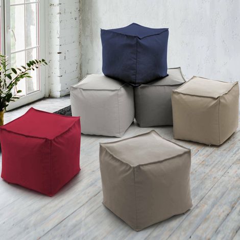Talamo Italia Puff Annalaura, Multifunktionshocker, 100% Made in Italy, Relaxsessel aus gepolstertem Stoff, Cm 45x45h45, Turteltaube (1/5)