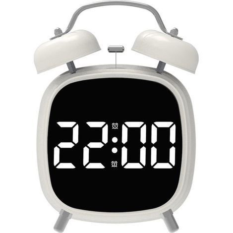 Reloj LED multifuncional con alarma sonora y sonido potente para el hogar. Lámpara blanca con carcasa blanca.