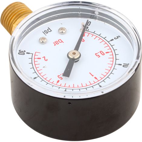 Manomètre 50 mm, filetage laiton 1/4 BSPT pour carburant, air, huile, gaz, eau (0-30 PSI 0-2 Bar) (1/5)