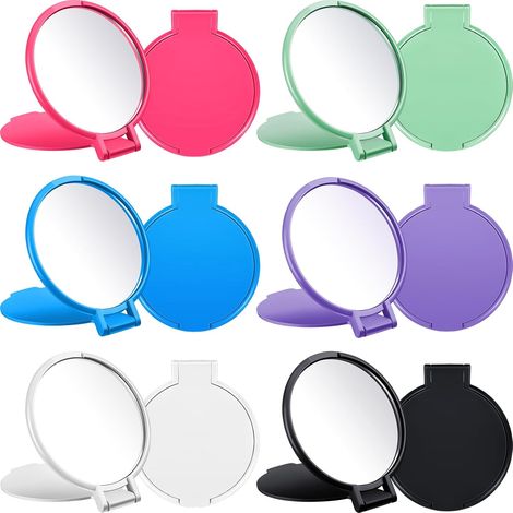 Lot de 6 Mini Miroirs Pliants Ronds, Style Vintage, Usage Quotidien, Couleurs Classiques