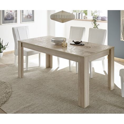 Table à manger moderne coloris chêne clair 180cm SARA (1/5)
