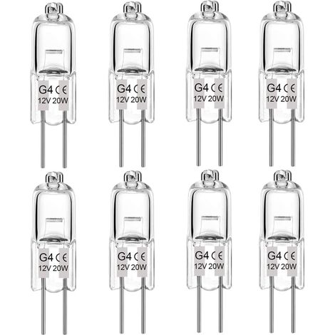 8 Ampoule G4 12V 20W Halogène Dimmable Lumière Chaude Pour Lustre Cuisine