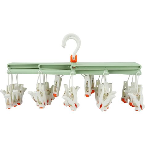 Tendedero Retráctil con Pinzas, Gancho Giratorio 360° y Diseño Plegable de Aves, Fabricado en PP Resistente – Ideal para Balcones y Baños (1/5)