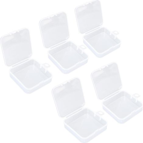 Coffret Rangement 5 Pièces Boîte Transparente ABS Carré pour Maquillage Poudre, Écrin Bijoux Boucles d'Oreilles, Organiseur Cosmétique Clair (1/5)