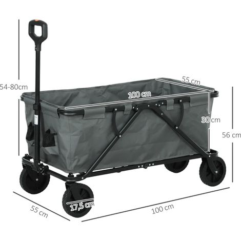 Chariot de jardin pliable, capacité de charge 120 kg, avec bâche amovible, 160 litres, gris foncé (1/5)
