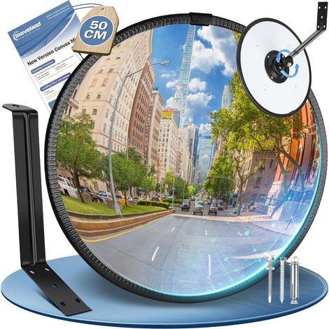 Garage Exit Mirror 50 cm, Acrylic, Convex, 180° Wide Angle Adjustable, Clear Reflect, Eliminate Blind Spots, For Driveways, Garage, Traffic, Yard, Indoor (1/5)