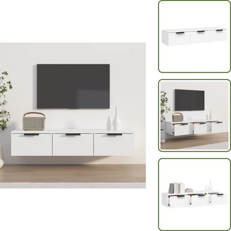 Wandschrank Weiß 102x30x20 cm Holzwerkstoff - Wandregal - Hängeschrank - Wohnzimmerdeko - Aufbewahrungsschrank - Weißer Schrank (1/5)