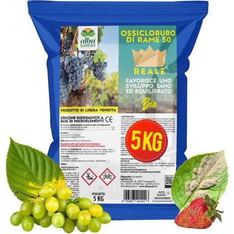 Ossicloruro di Rame 50% Concime CE Blu Biologico per Vite Orto Olivo Colture da Frutto Fragola x 5 Kg (1/5)