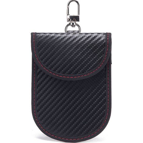 Etui Anti RFID Clé Voiture Signal Blocage Faraday Pochette Sac, Lot de 2 Pochettes Blocage Signal RFID pour Clé Voiture, Étui de Protection Anti RFID en Fibre de Carbone (1/4)