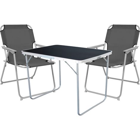 3-tlg Campingsessel Grau + Campingtisch-MMC330870B+2xMPO2600-Grau (1/4)