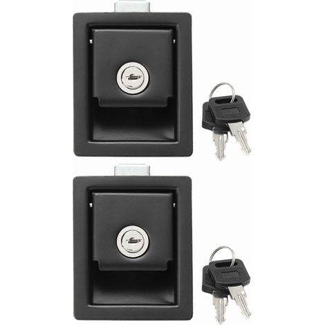2X Serrure de porte d'entrée à palette pour camping-car, poignée à bouton de serrure, serrure de porte de panneau type à tirage pour caravane (1/5)