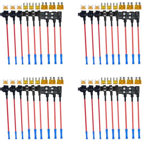 Kit de 4 fusibles avec 3 types d'adaptateurs de circuit supplémentaires : prises et porte-fusibles, compatible avec les systèmes automobiles, camions et bateaux. (1/5)