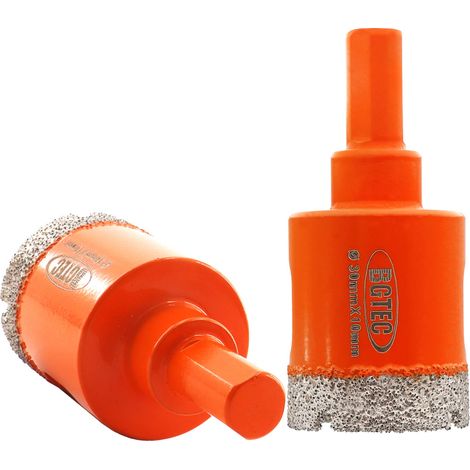 Foret Diamant Sec, 2 pièces 30mm Foret à queue triangulaire pour Céramique,Porcelaine,Marbre,Granit, le Grès et Quartz Foret Diamanté Brasé Sous Vide,65mm Longueur (1/5)