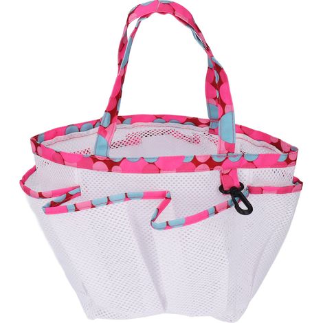 Sac fourre-tout portable en filet PVC blanc, inodore, pour la douche et la piscine. (1/5)