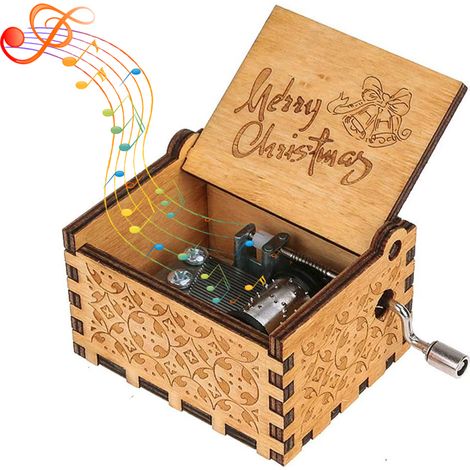 Boîtes à musique en bois, boîte à musique vintage en bois gravée au laser, motif soleil, cadeau idéal pour un anniversaire, Noël ou la Saint-Valentin. (1/5)