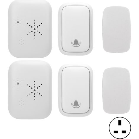 Sonnette sans fil maison avec récepteur auto-alimentée, 38 sonneries, volume 4 niveaux, étanche longue portée pour appartement, prise UK (1/5)