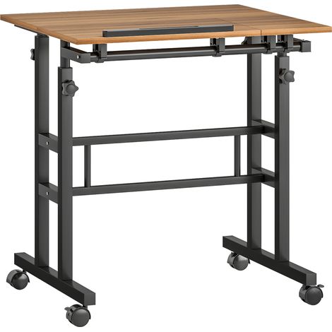 Bureau debout assis mobile inclinable GUYOM marron et noir (1/5)