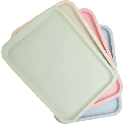 4 Pièces Plateau de Petit déjeuner, Plateaux Service Plastique, Plateau Plastique Rectangulair, Plateaux Restauration Rapide, pour Boissons Fast Food Cuisine Salle Manger Café (1/5)