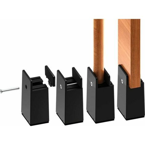 4er-Set verstellbare Stuhlerhöhungen von 0 bis 38 mm – 10 cm hohe Möbelerhöhungen mit Befestigungsschrauben – Schwarz (1/4)
