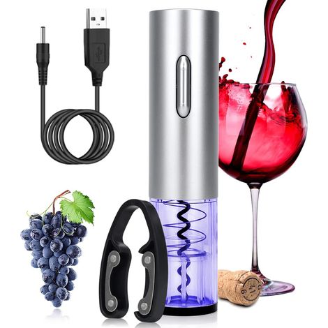 Ouvre-bouteille électrique, ouvre-bouteille électrique sans fil, ouvre-bouteille professionnel pour boîte à vin et champagne avec tasse à capsule, cadeau pour les amateurs de vin (1/5)