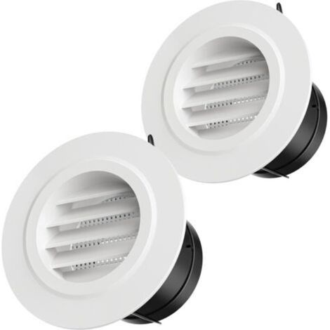 Lot de 2 100mm Grille de Ventilation en Plastique Aeration Ronde avec Moustiquaire Grille pour Intérieur et Extérieur Entrées et Sorties d'air Murales et de Plafond (1/5)