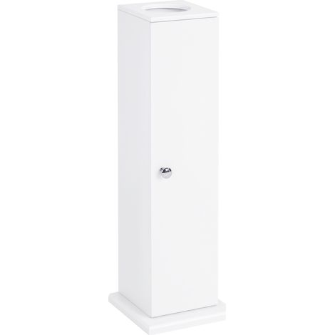 Mobiletto da bagno stretto – Portarotolo – Ripiani – Stile moderno – 19,5 x 19,5 x 65 cm – Bianco