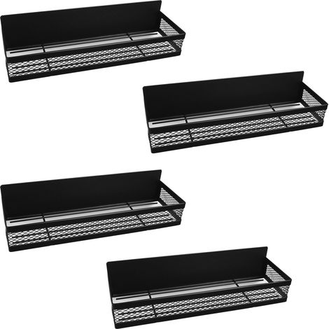 4 magnetische Kühlschrankablagen, Küchenorganizer, kein Bohren erforderlich, Gewürzregal, mit starken Magneten, für Kühlschrank, Backofen und Mikrowelle – Schwarz (1/5)
