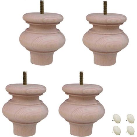 Massivholz-Möbelbeine, unbehandelte Kugelfüße, runde Sofafüße aus Holz, für Bett, Couch, Schrank, Bank, Stuhl, Hocker, Tisch, TV-Ständer, Lov-G-Clear