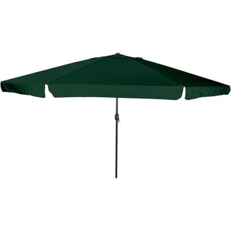 Parasol de jardin vert, dimensions : 394 x 394 x 248 cm, matériaux : polyester et acier (1/5)