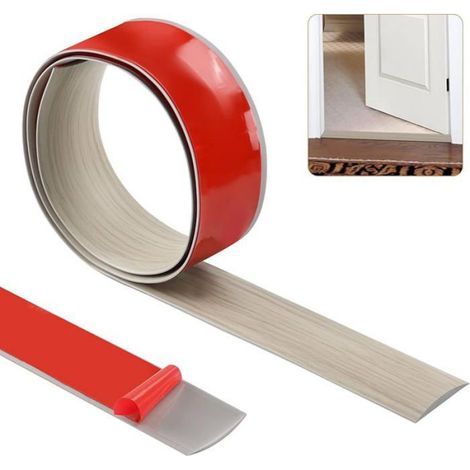 1 pcs Bande de seuil, PVC auto-adhésif, grain de bois gris, 100cm x 5cm, pour transition sol et tapis (1/5)