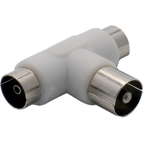 10PZ ADATTATORE PARTITORE TV A 'T' 2 spine / 1 presa - busta append.