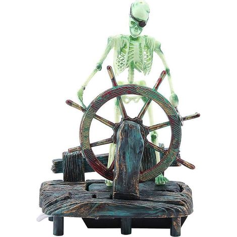 Aquariumdekoration: Seepferdchen, Piratenkapitän, Skelett, Aquariumornament.