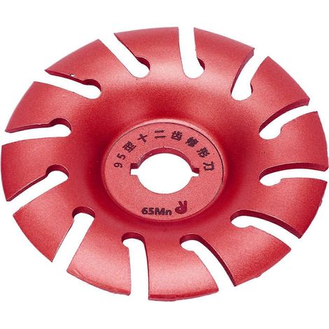 Disque à modeler pour meuleuse d'angle, 12 dents, acier inoxydable, 95 mm, rouge, pour le travail du bois. (1/4)
