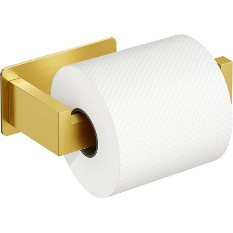 Ce porte-papier toilette sans trous, de couleur or mat, est auto-adhésif et se fixe au mur. Fabriqué en acier inoxydable SUS304 de haute qualité, il est antirouille et convient aux salles de bain et a (1/5)