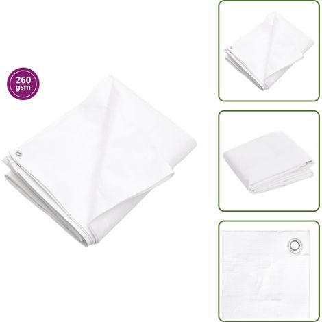 Bâche 260 g/m² 4x6 m Blanc PEHD - Couverture De Jardin - Bâche Imperméable - Bâche Plastique - Bâche Protection - Bâche Multifonction