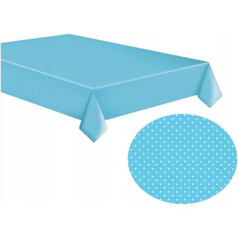 Nappe en papier bleu à pois blancs 120 x 180 cm (1/4)