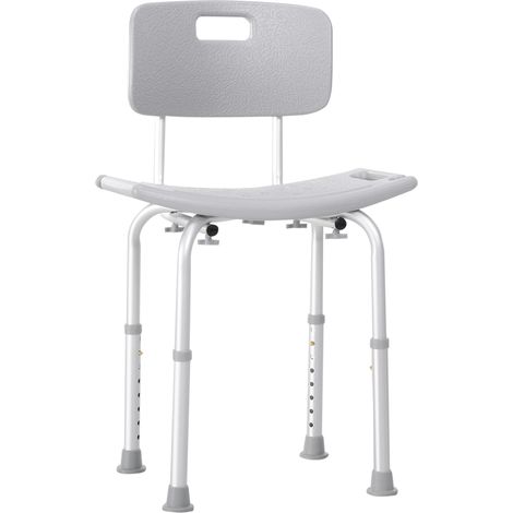 Chaise de douche ergonomique réglable en hauteur, siège alu HDPE antidérapant, charge max 136 kg, pieds stables (1/5)