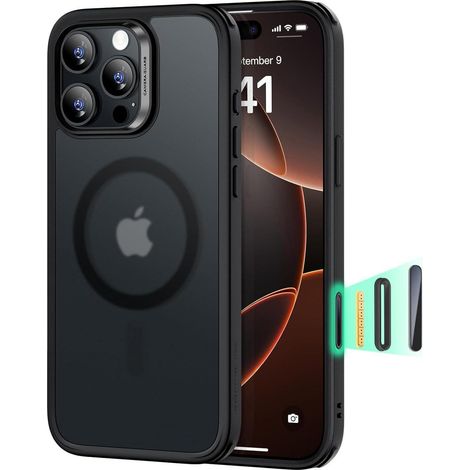 Coque iPhone 16 Pro Max MagSafe avec contrôle caméra, protection militaire, anti-jaunissement, noir mat (1/5)