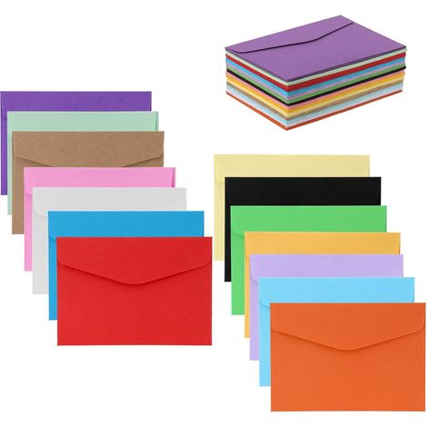 70 enveloppes colorées – Enveloppes de 14 couleurs différentes, 11,6 x 8,2 cm, idée cadeau pour les loisirs créatifs (1/5)