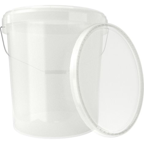 Seau avec couvercle Seau à vide en plastique poignée 15,9l alimentaire transparent