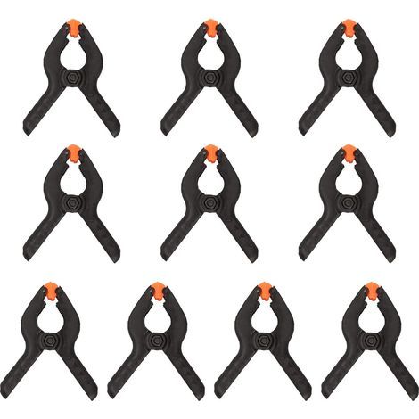 Lot de 10 pinces à ressort en nylon de 5,1 cm ,mini pinces à ressort en plastique noir en nylon pour toile de fond, papier mousseline, fond de photo, projets de travail et studios de photographie (1/5)