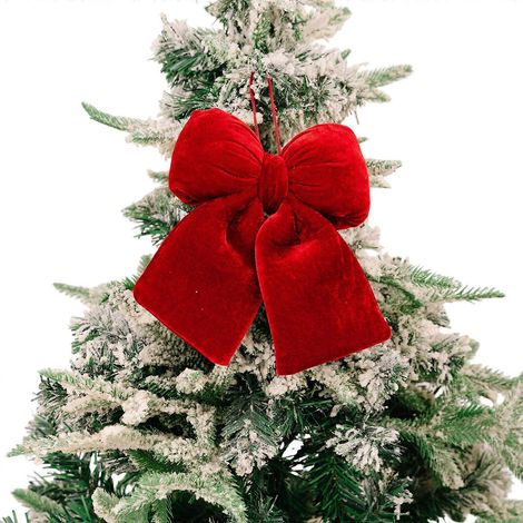 Große Schleifen, Fensterdekoration, Weihnachtsbaumanhänger, Außendekoration, Hängende Schleifendekoration, Mehrzweck, Weinrot, M (1/5)