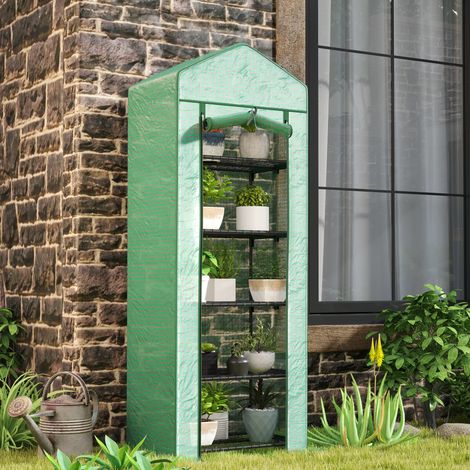 Invernadero con puerta enrollable y 5 estantes, 69 x 49 x 193 cm, verde DESVIAE (1/5)