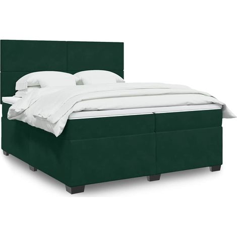 vidaXL Sommier à lattes de lit et matelas Vert foncé 200x200cm Velours (1/5)