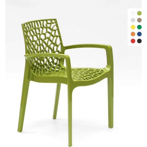 Grand Soleil – Chaise de jardin empilable en polypropylène – Accoudoirs ergonomiques – Résistante aux intempéries – Confort optimal pour professionnels