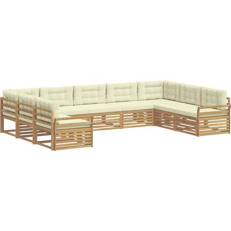 Outdoor Sofa Set 9 pcs White and Cream Solid Acacia Wood vidaXL (1/5)