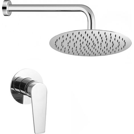 Kit doccia incasso cromato tondo con soffione 25 cm inox Recta (1/5)